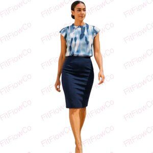 ✨Calvin Klein Abstract Blue Blouse – Size L – EUC